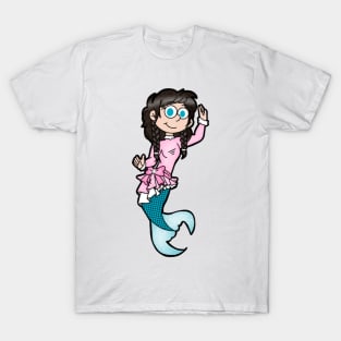 Brunette Mermaid with Pink Outfit T-Shirt